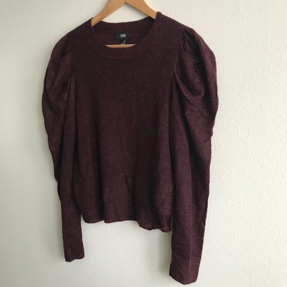 Anthropologie Line the Label Wool and Alpaca Puff Sleeve Sweater Pullover Size S - Picture 3 of 7